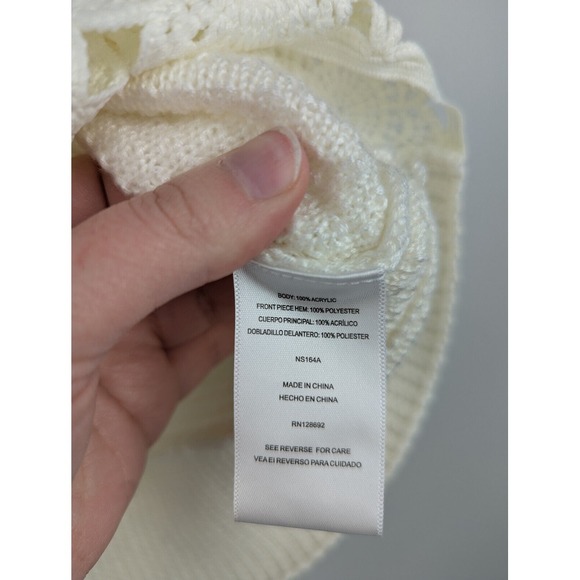 Madden NYC Sleeveless Cropped Crochet Top‎ Junior XL Ivory Eyelet Ruffle Cottage - Picture 7 of 8